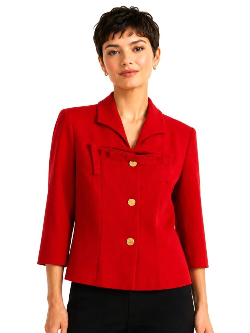 Cabi Love Carol Collection Red Bow-Front Blazer